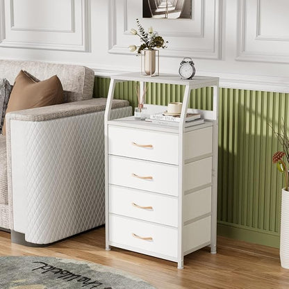 Furnulem Tall Nightstand with 4 Fabric Drawers, Small Dresser - Image 2