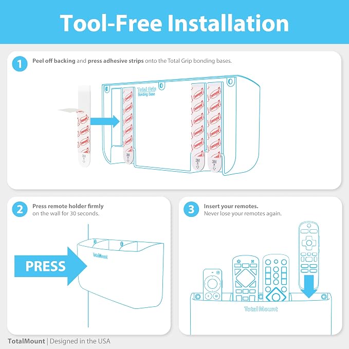 TotalMount Hole-Free Remote Holder – Eliminates Need to Drill Holes in Your Wall - Image 8