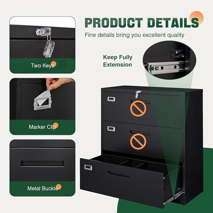 Letaya Lateral 3 Drawer File Cabinets - Image 7