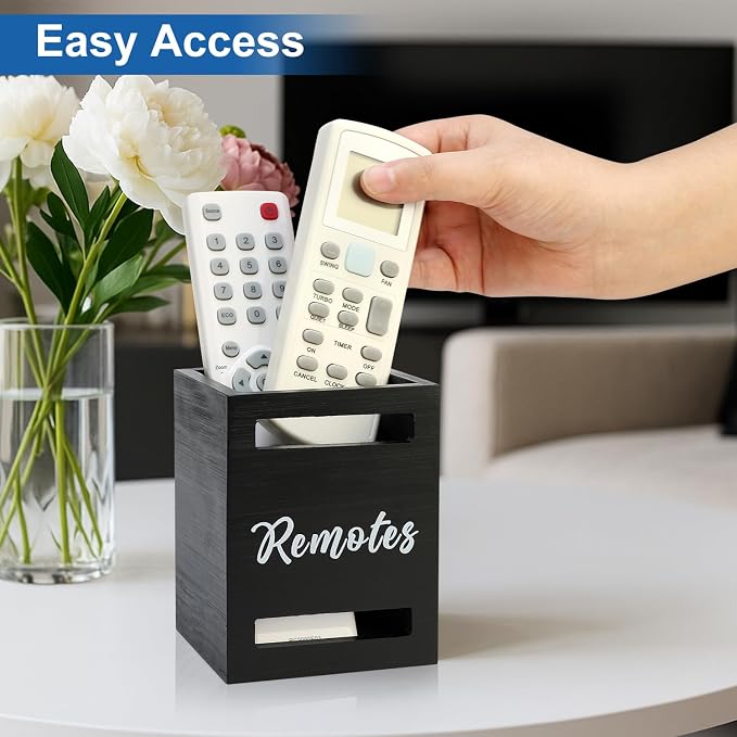 Small Remote Control Holder Wall Mount Wooden Remote Caddy Organizer - Image 5