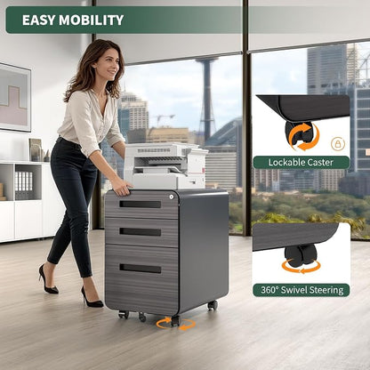 3 Drawer Mobile File Cabinet Under Desk - Image 6