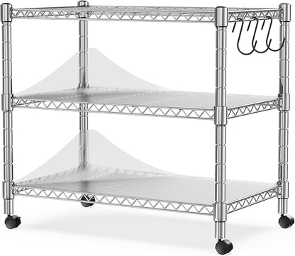 Heavy Duty 3-Shelf Shelving Unit, 24.02" W x 13.78" D x 21.97" H Chrome Steel by SimpleDeluxe