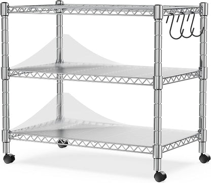 Heavy Duty 3-Shelf Shelving Unit, 24.02" W x 13.78" D x 21.97" H Chrome Steel by HealSmart