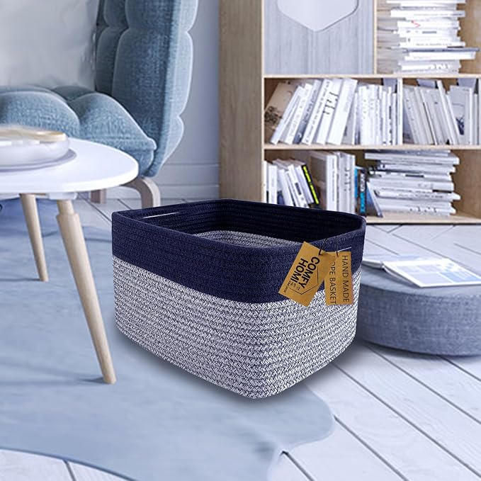 COMFY-HOMI Rectangular Cotton Rope Basket - Image 2