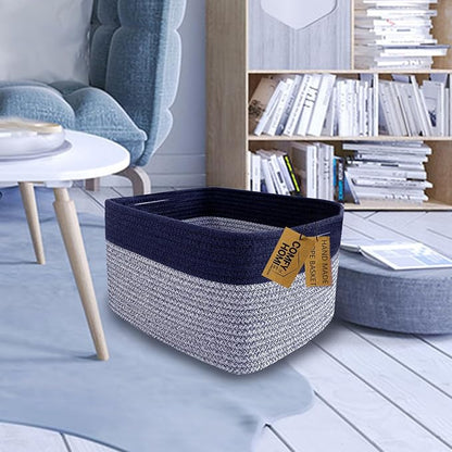 COMFY-HOMI 3PACK Rectangular Cotton Rope Basket - Image 3