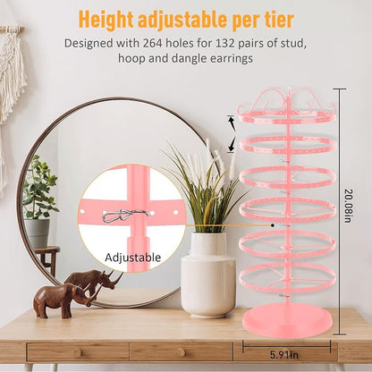 17Dec 6 Tier Rotating Jewelry Organizer Stand, 230 Holes Earring Holder - Image 2