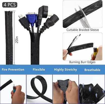 ELII 302PCS Cable Management Kit 4 Cable Sleeve, 45Cable Clips, 11Cable Holders - Image 3