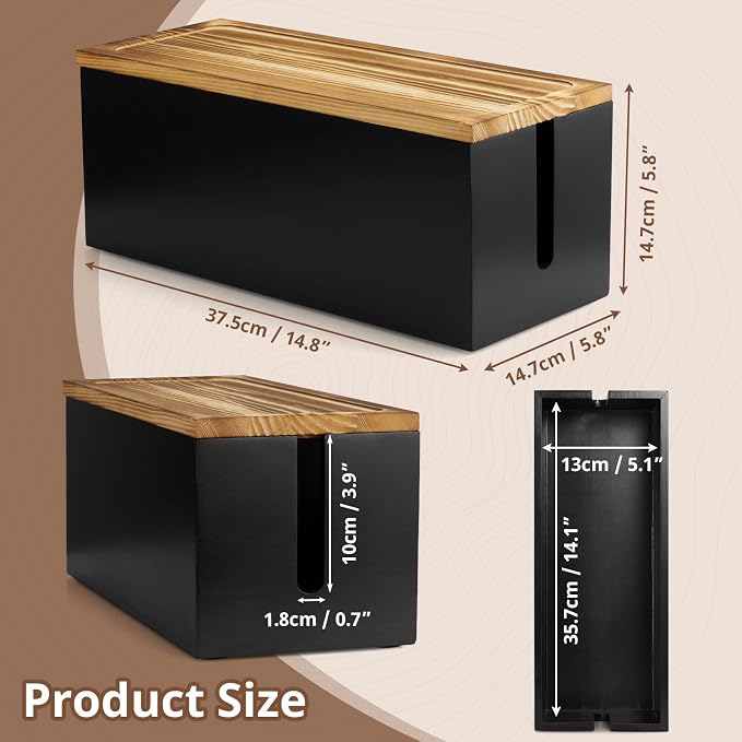 Large Wood Cable Management Box - Image 2
