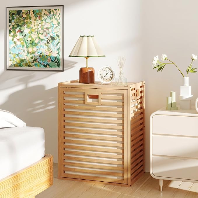 Giantex Tilt Out Laundry Hamper, Bamboo Laundry Storage Cabinet - Image 3