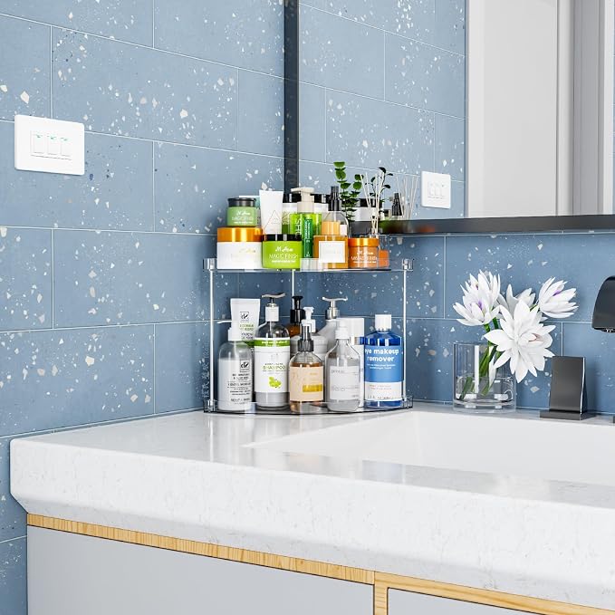 Yieach Clear Corner Bathroom Counter Organizer, 2Tier Tiered Countertop Corner - Image 6