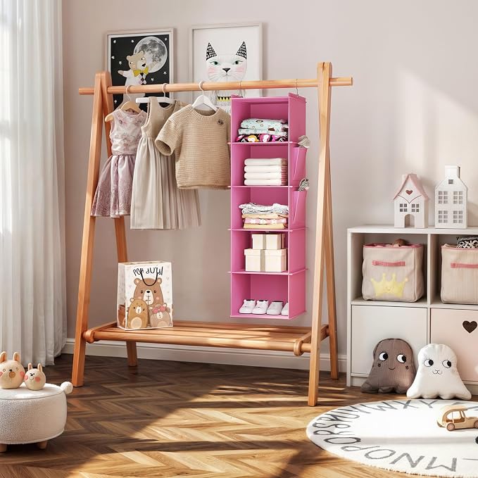 YOUDENOVA Hanging Closet Organizer, 5-Shelf Closet Hanging Storage Shelves - Image 4