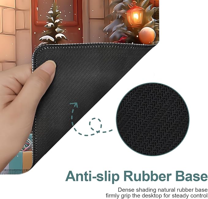 Christmas Scene Gaming Mouse Pad 31.5"x11.8"Desk Mat Anti-Slip Rubber Base & - Image 3