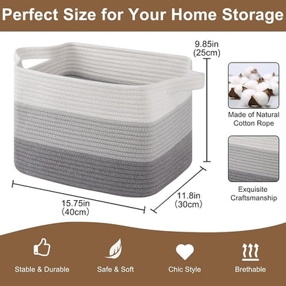Storage Basket for Organizing, Woven Baskets for Storage, Rectangle Decorative - Image 2