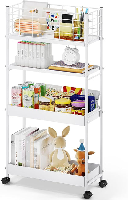 KINGRACK Slim Rolling Storage Cart 4 Tier by KINGRACK