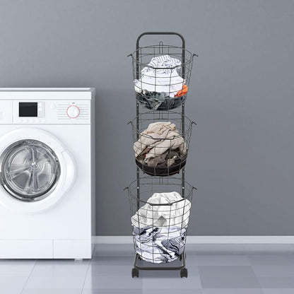 3-Tier Rolling Laundry Hamper - Image 4