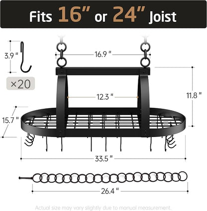 KES Ceiling Pot Rack 34-Inch Hanging Pot Rack - Image 8