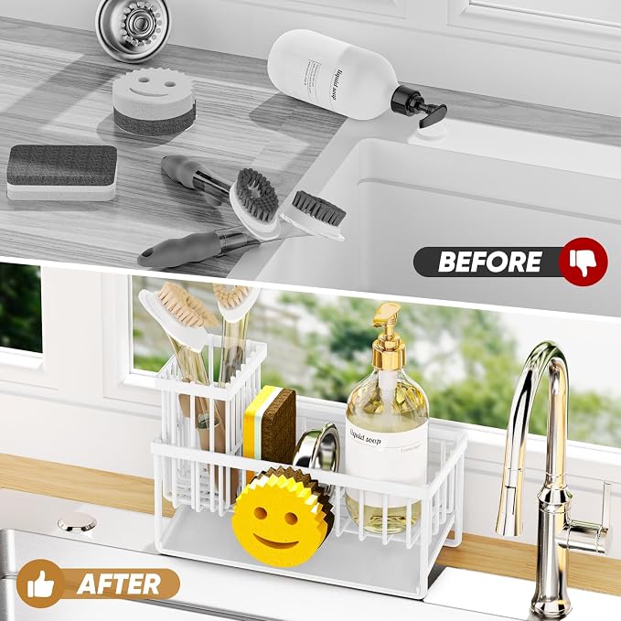Sponge Holder for Kitchen Sink, Smiley Face Sink Caddy - Image 6