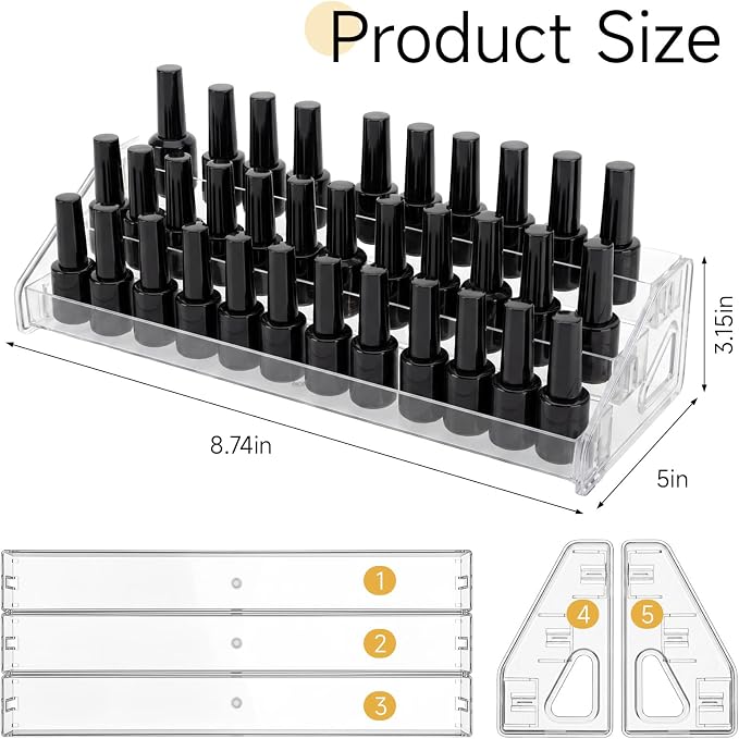 3 Layer Nail Polish Organizer Clear Multi Tier Organizer, Display Nail Stand - Image 2