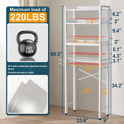Over The Toilet Storage Cabinet, 4 Tier Bathroom Organizer and Storage - Image 2