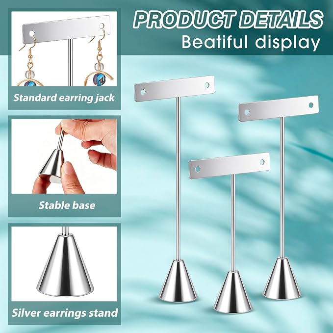 Marsui 12 Pcs Earring Display Set T Bar Earring Display Stand - Image 3
