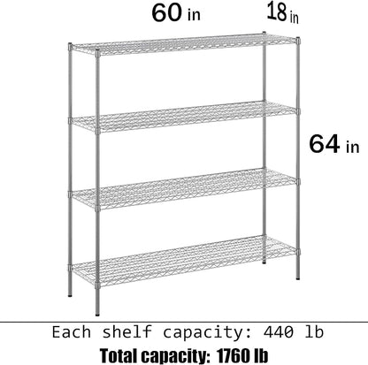 18" Deep x 60" Wide x 64" Height Wire Shelving Kit | 4-Tier | NSF Commercial - Image 3