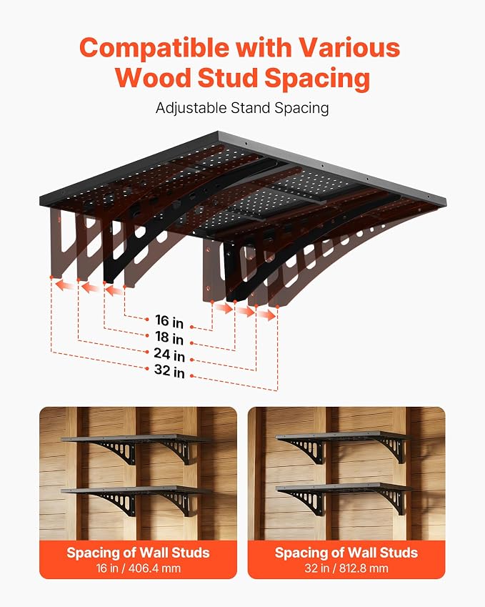VEVOR 2-Pack Heavy Duty Garage Wall Shelving, 2 x 3 ft Steel Wall Mounted - Image 4