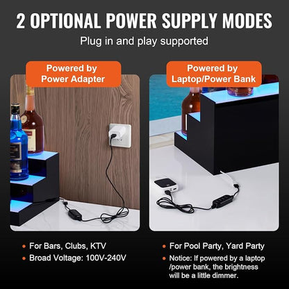 VEVOR LED Lighted Liquor Bottle Display Shelf, 3 Tiers 60 Inches, Supports USB - Image 5