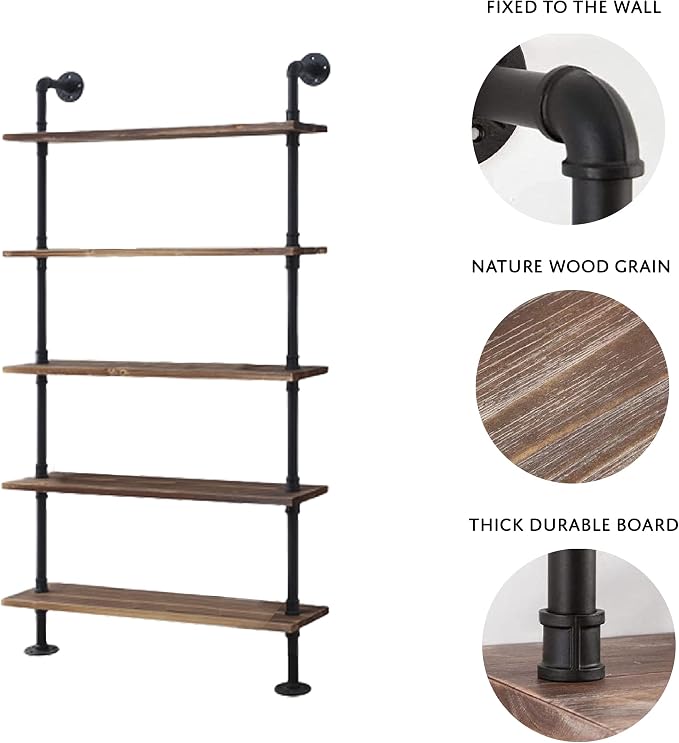 Industrial Pipe Multi Shelves Wall Mount Living Room Bar Floating Shelf 24 - Image 3