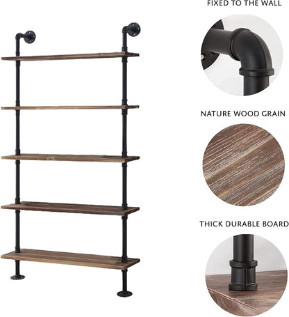 Industrial Pipe Multi Shelves Wall Mount Living Room Bar Floating Shelf 24 - Image 3