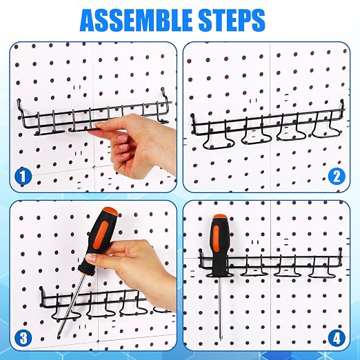 Coume 4 Pieces Pegboard Screwdriver Holders, Stainless Steel Pegboard Pliers - Image 4