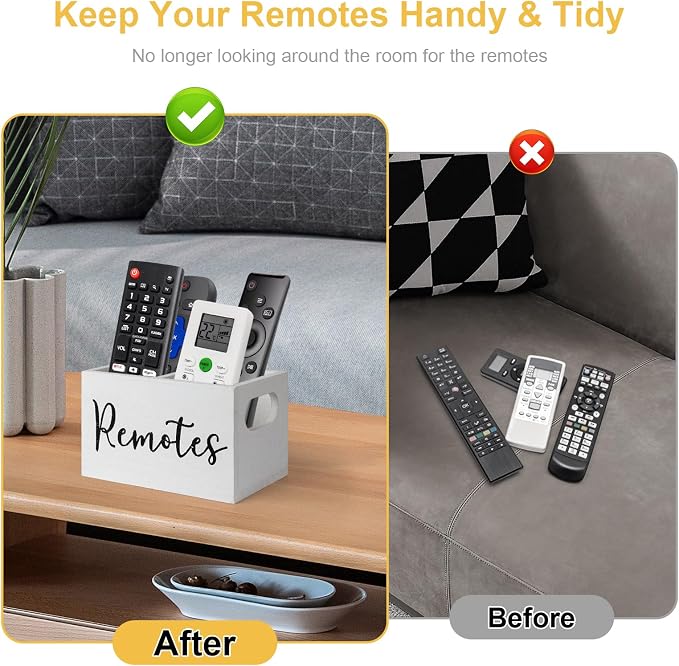 Remote Control Holder, Wooden TV Remote Holder - Image 4