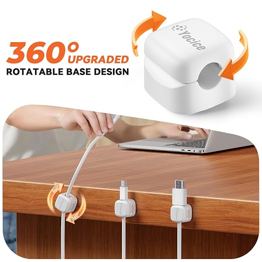 6 Pack Rotatable Cord Organizer, Spring Cable Clips Desk Cable Management Cord - Image 2