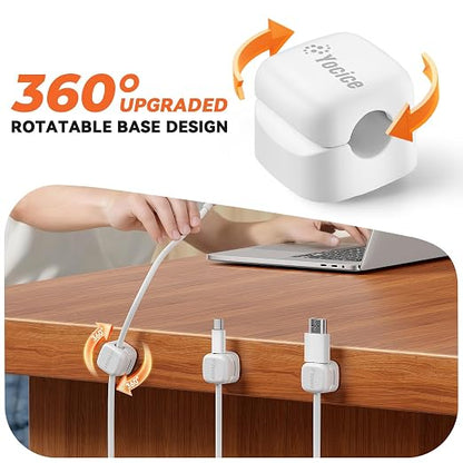 6 Pack Rotatable Cord Organizer, Spring Cable Clips Desk Cable Management Cord - Image 2