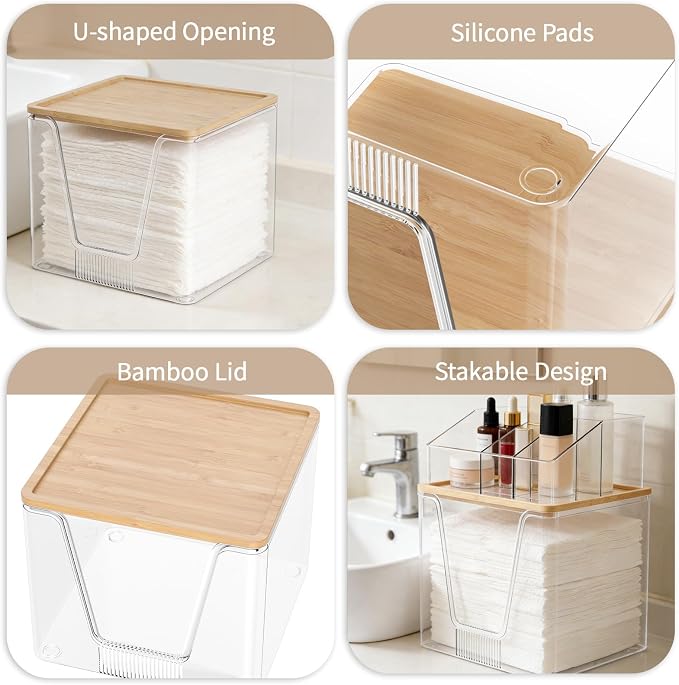 2 in 1 Disposable Facial Towel Holder and Cosmetic Organizer, Stackable Vanity - Image 4