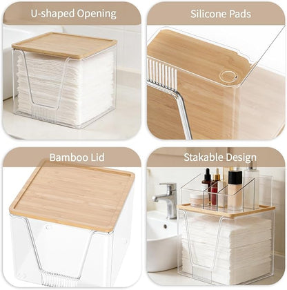 2 in 1 Disposable Facial Towel Holder and Cosmetic Organizer, Stackable Vanity - Image 4