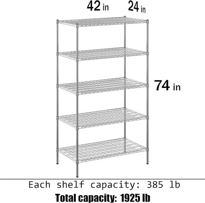 24" Deep x 42" Wide x 74" Height Wire Shelving Kit | 5-Tier | NSF Commercial - Image 3