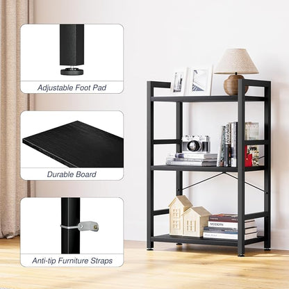 NUMENN 3 Tier Slim Bookshelf, Tall Freestanding Open Storage Bookcase - Image 6