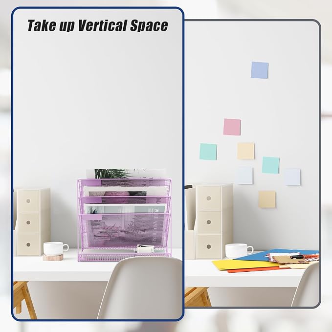 EASEPRES Desk File Organizer Mesh 4-Tier, Hanging Wall Mount Document - Image 4