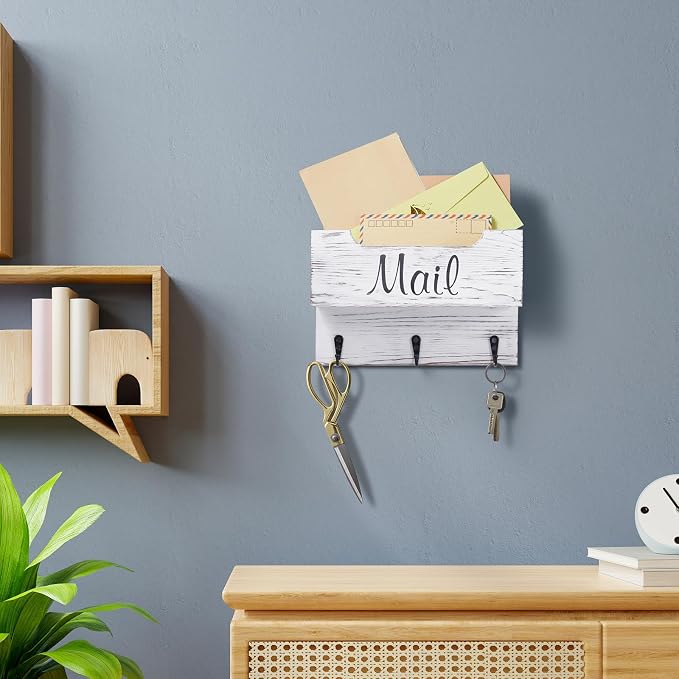 DRASTAR Small Mail Organizer Wall Mounted, Wooden Mail & Key Holder - Image 6