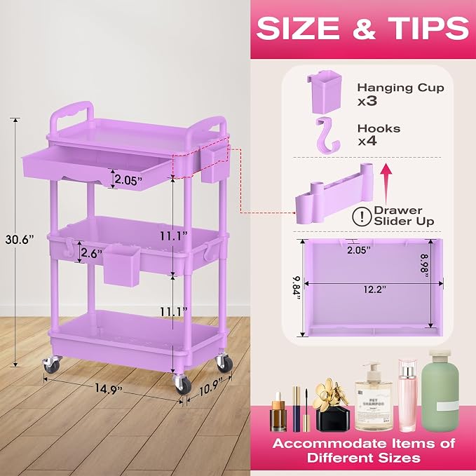 Goovilla Rolling Makeup Organizer Cart - Image 2