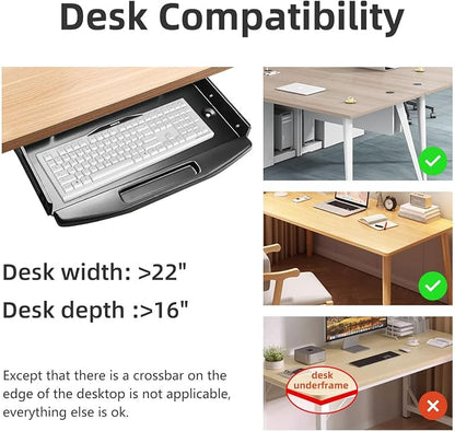 Solid Steel Under Desk Keyboard Tray Slide Out - Image 6
