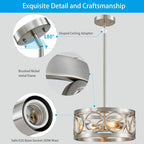 XINGQI Nickel Ceiling Light Adjustable Height Pendant Lighting Fixture 3-Light Metal Lamp 13" Rustic Round Lights for Dining Room Kitchen Bedroom Foyer Hallway