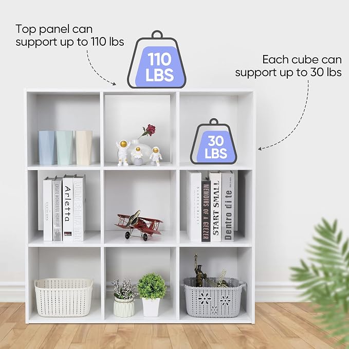 ZenStyle 9 Cube Storage Shelf Organizer, Wooden Bookshelf System Display Cube - Image 4