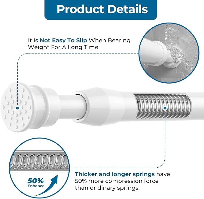 AIZESI Spring Tension Curtain Rods Short Tension Rod - Image 5