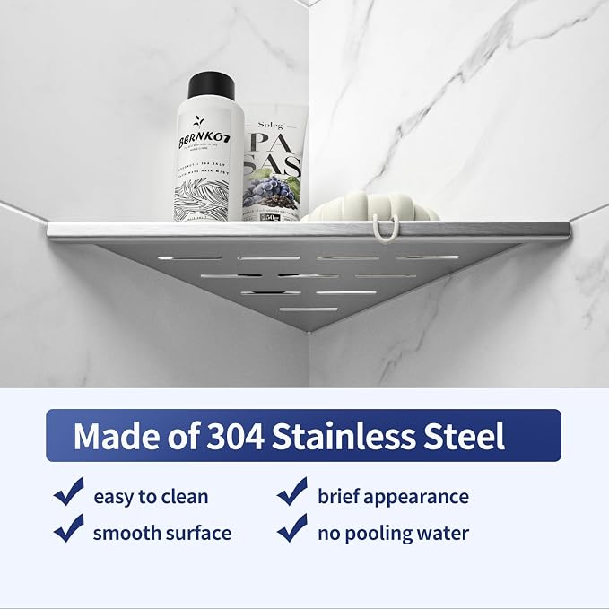 10'' Corner Shower Shelf 2PCS, 304 Stainless Steel Grout in Shelves - Image 4