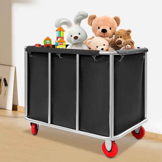 Commercial Laundry Cart with Wheels, Laundry Hamper Cart, Heavy Duty Rolling - Image 7