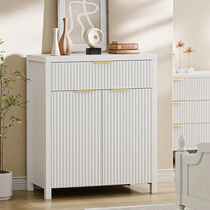 Lulive Fluted Buffet Cabinet for Kitchen, 28.3" Sideboard Cabinet White | - Image 7