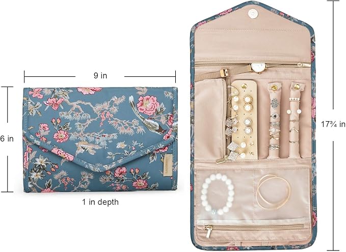 BAGSMART Travel Jewellery Organiser Roll Foldable Jewelry Case - Image 6