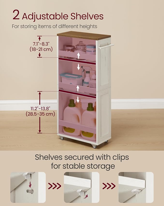 VASAGLE 4-Tier Slide-Out Storage Cart, Slim Kitchen Cart - Image 3