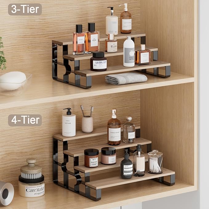 4 Tier Cologne Organizer for Men, Wooden Perfume Organizer Stand, Waterproof - Image 5